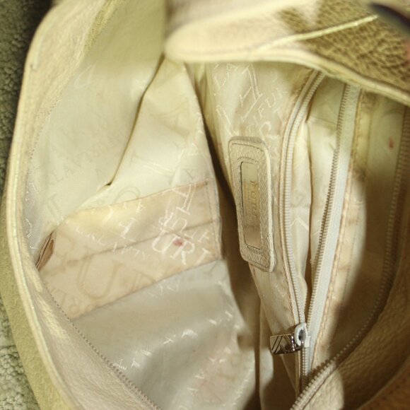 RARE CHIC!!! Furla Beige Pebble Leather Silver-Toned Grommet Shoulder Bag - Picture 14 of 14